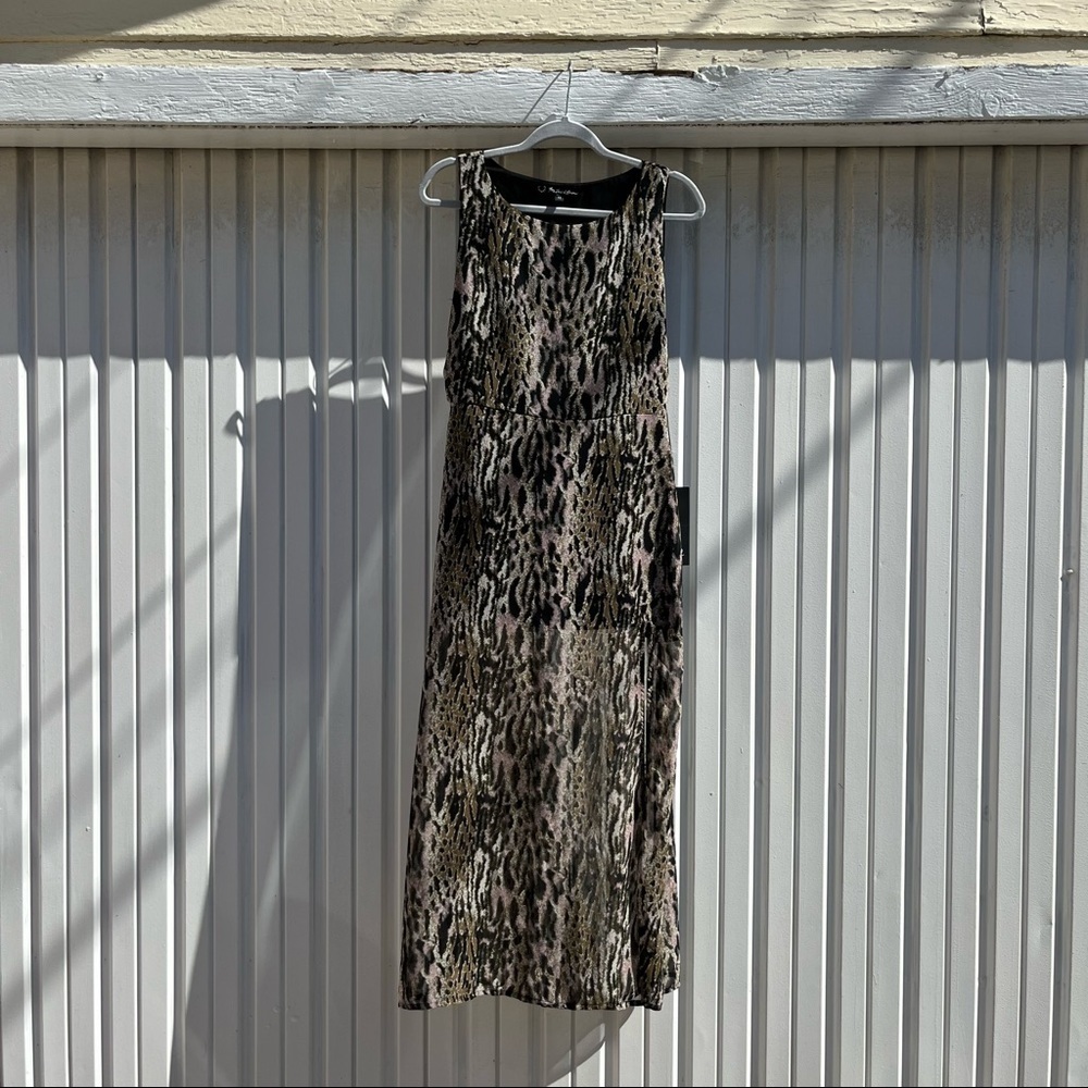 NWT For Love and Lemons tan pink leopard print sleeveless‎ midi/maxi dress